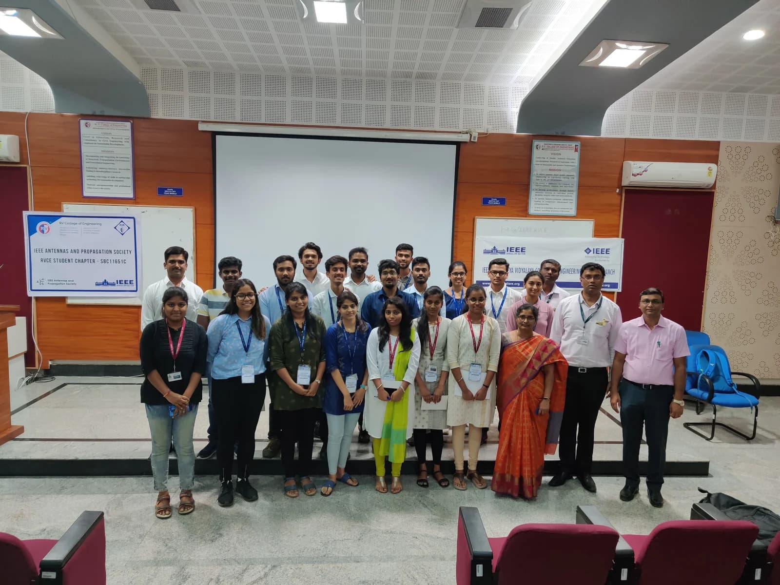 IEEE RVCE students and faculty gathered together at a branch event